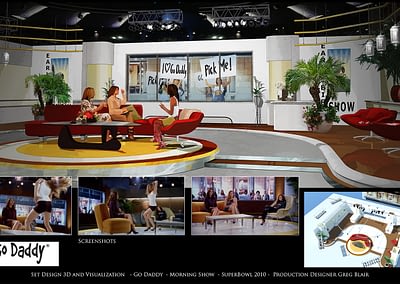 Set Design 3D And Visualization - Go Daddy - Morning Show - 2010 Super Bowl